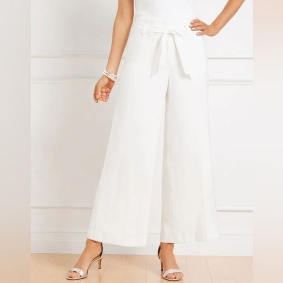 Talbots White Belted Pants Size 6 NWT‎ - Picture 1 of 7